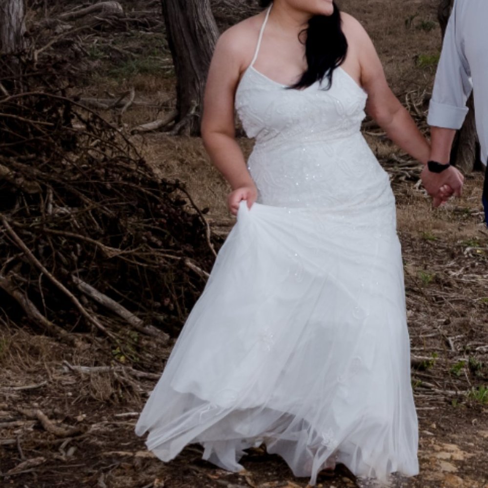 Adrianna Papell Beaded Tulle A-Line Gown - Picture 5 of 6
